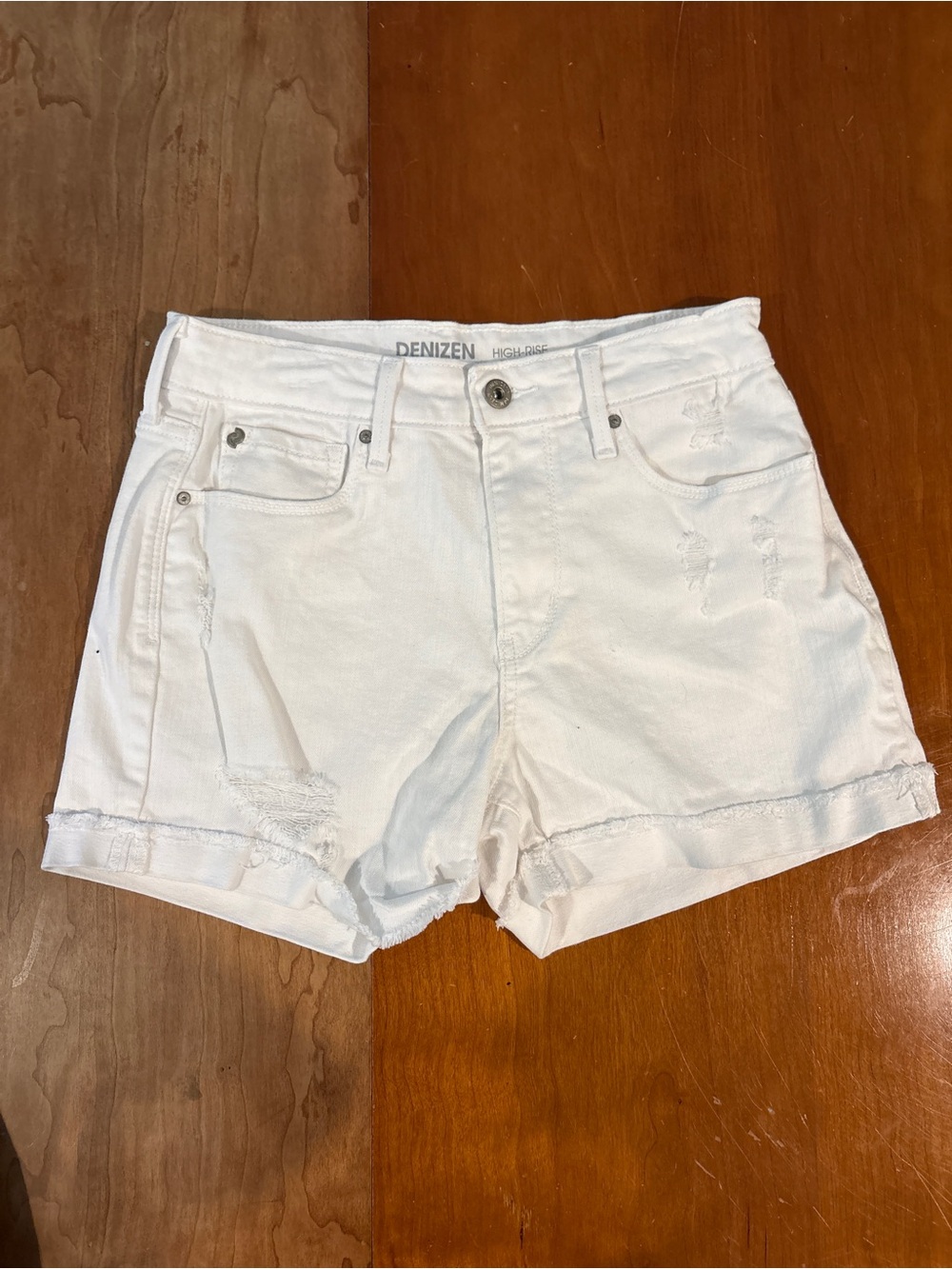 Denizen Levi’s High Rise White Denim Shorts